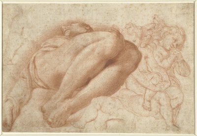 天使の群れと横たわる男 作： Marcello Venusti