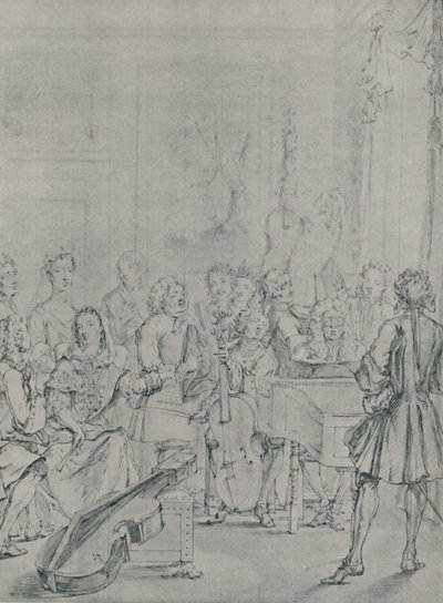 ノーブルマンズハウスでのコンサート、1736年、1920年 作： Marcellus Laroon the Younger