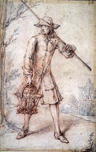 A Birdcatcher (pencil & chalk) 作： Marcellus the Elder Laroon