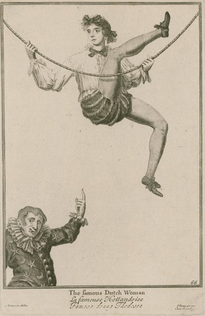 バーソロミューフェア、ロンドン：有名なオランダ人女性、1687 作： Marcellus the Elder Laroon