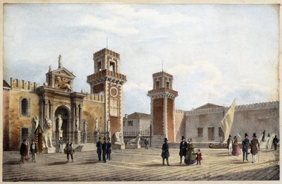 Marco Moroが描いた "Album of the Main Views of Venice "の中のVenice Arsenal。Gio Brize-Ghel n.d. 1840. 作： Marco (after) Moro