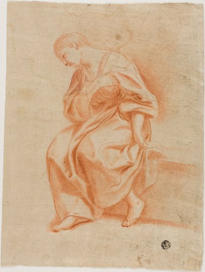 座っている女性の横顔 作： Marcantonio Franceschini