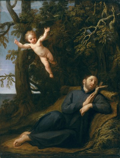 荒野の聖フランチェスコ（キャンバスに油彩） 作： Marcantonio Franceschini