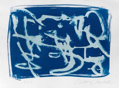 Asemic Writing, 2023（シアノタイプ、紙） 作： Marco Campedelli