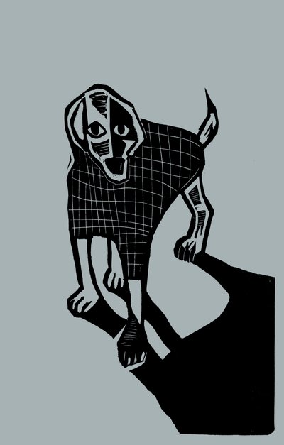 犬、2023年（紙にリノリウム） 作： Marco Campedelli