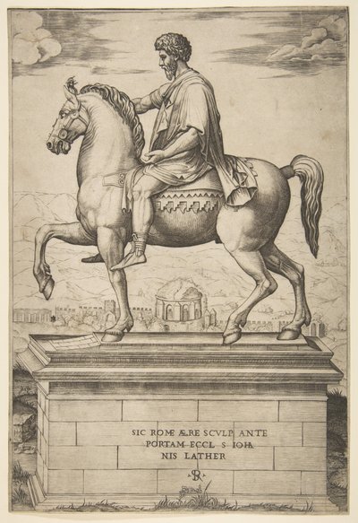 マルクスアウレリウスの騎馬像、1515年〜27年。 作： Marco Dente