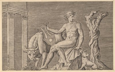 Speculum Romanae Magnificentiae:アドメトゥスの群れを世話するアポロ 16世紀 作： Marco Dente