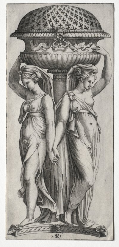 カソレット：壺を支える女性たちc。 1520-27。 作： Marco Dente