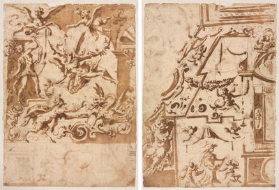 ドラゴンに餌をやるサテュロスのグロテスク (直訳)。 飛び跳ねるケンタウロスのグロテスク（裏面） 作： Marco Marchetti