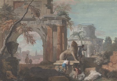 ローマ遺跡とカプリッチョ 1700年～1730年頃 作： Marco Ricci
