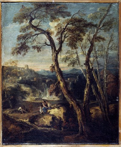 風景」：気まぐれ。マルコ・リッチ（1676-1730）の絵画、アカデミア・カララ、ベルガモ・イタリア。 作： Marco Ricci