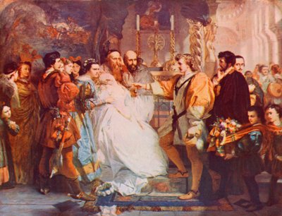 Shakespeare: The Repudiation of Hero, Much Ado about Nothing, Act IV, Scene 1 (color litho) 作： Marcus (after) Stone