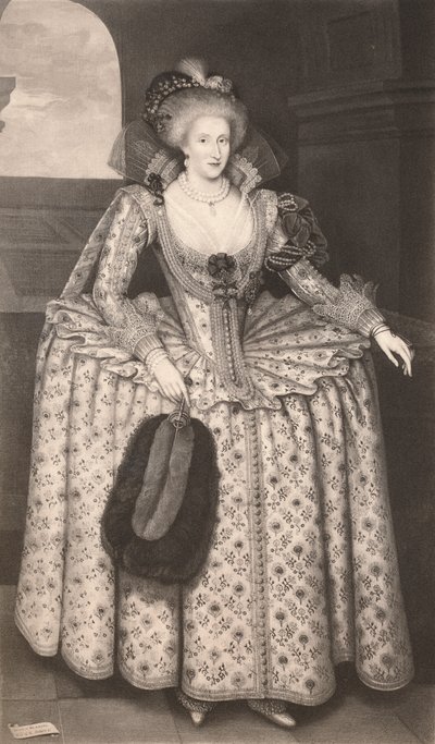 デンマークのアン女王、1611〜1614年、1904年 作： Marcus Garret Gheeraerts the Younger