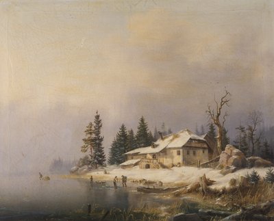 冬の湖畔の農場 作： Marcus Pernhardt