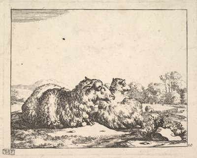1664年、16枚のプレートからなる「羊」。 作： Marcus de Bye