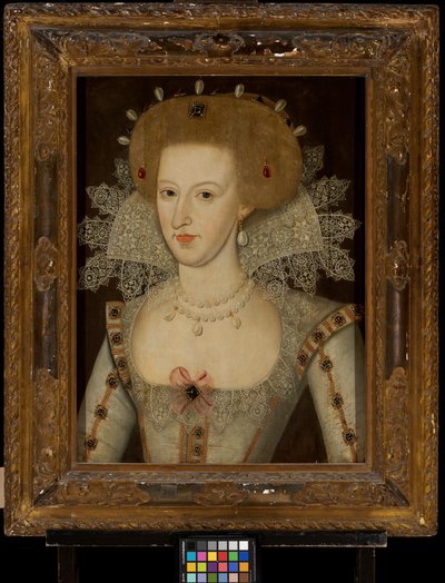 デンマークのアン、ジェームズ 1 世と 6 世の女王 (1574 年 - 1619 年) 作： Marcus the Younger (circle of) Gheeraerts