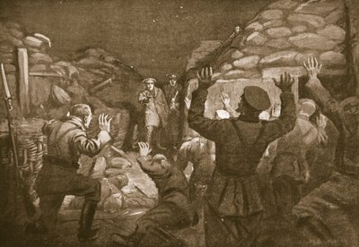 リーチ中尉に慈悲を求めるドイツ軍将校と14人の部下（リトグラフ） 作： マーガレット・ドヴァストン