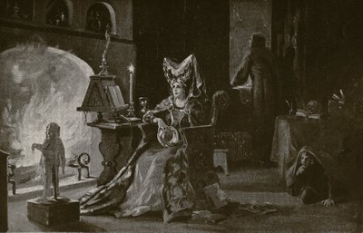魔術を使うグロスター公爵夫人（1923年頃、「ハッチンソンの英国国家物語」より）。 作： マーガレット・ドヴァストン