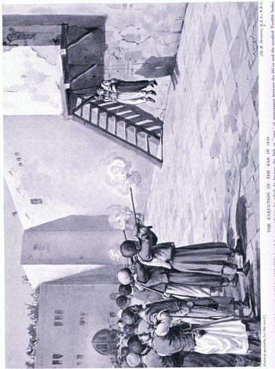 西暦1850年のバブの処刑（リトグラフ） 作： マーガレット・ドヴァストン