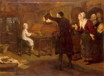 両親によって発見された幼いヘンデル 作： Margaret Isabel Dicksee