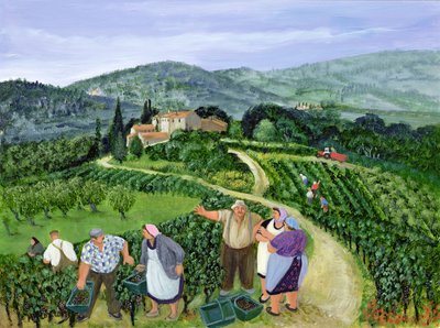キャンティ・クラシコ、ヴィッラ・トラスカ（油彩・キャンバス） 作： Margaret Loxton