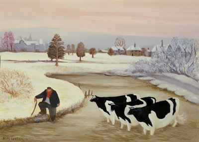 冬の川の牛 作： Margaret Loxton