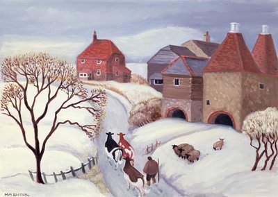 雪の中、牛を家まで送る 作： Margaret Loxton