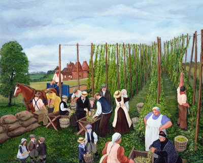 ホップ摘み 作： Margaret Loxton