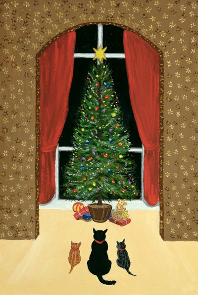 クリスマスツリー（紙にグワッシュ） 作： Margaret Loxton