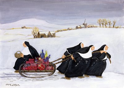 トボガニング（油彩・紙） 作： Margaret Loxton