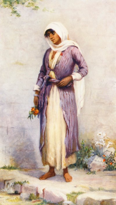 ドルーズの女性（カラーリトグラフ） 作： Margaret Thomas