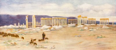 パルミラ、列柱廊の全景（カラーリトグラフ） 作： Margaret Thomas