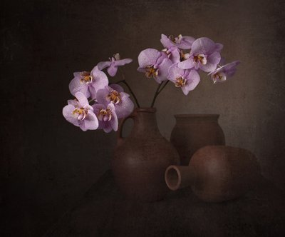 紫のランの静物画 作： Margareth Perfoncio