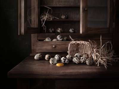 素朴なウズラの卵 作： 