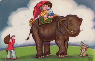 ゾウに乗る子供たち 1932年 作： Margret Boriss