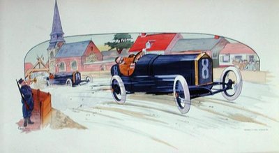 1911年のフランスグランプリで活躍したプジョーのレーシングカー 作： Marguerite (fl.1909 14) Montaut