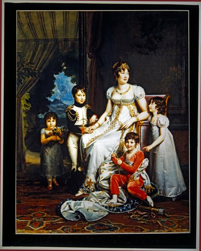 カロリーヌ・ミュラ王妃と4人の子供たち（キャンバス） 作： Marguerite Gerard