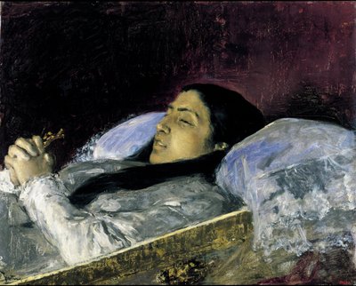 彼女の死の床にいるミス・デル・カスティージョ 作： Marià Fortuny Marsal