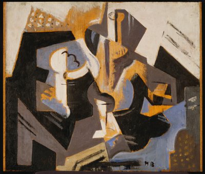 青と灰色のキュビズムの静物、1917年頃（油彩） 作： Maria Blanchard