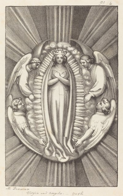 聖母と天使、ヨークのキー ストーン 作： Maria Denman after John Flaxman