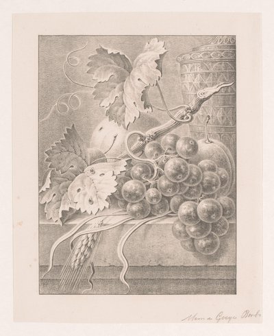 果物と飾られた鉢のある静物 作： Maria Geertruida de Goeje Barbiers (attributed to)