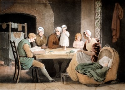 家族の聖書、c1800の朗読を聞く3世代 作： Maria Spilsbury