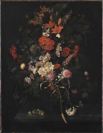 ガラス花瓶の花の花束 作： Maria van Oosterwijck