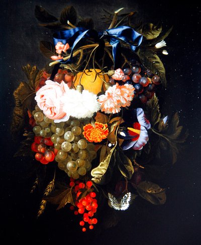 A Swag of Flowers and Fruits（油彩・キャンバス） 作： Maria van Oosterwyck
