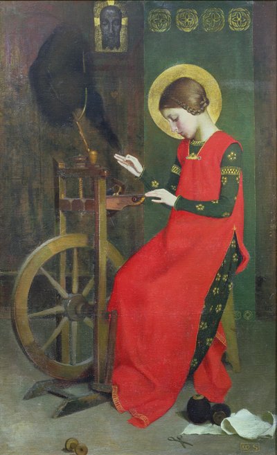 ハンガリーの聖エリザベスが貧困層のために羊毛を紡ぐc。 1895 作： Marianne Stokes