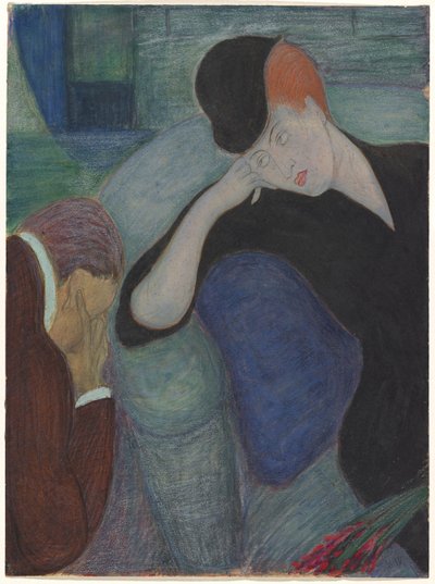 座っているカップルのインテリア 作： Marianne von Werefkin