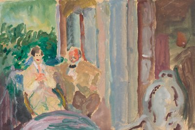 ジュネーブ湖のセントプレックスのバルコニーでのサチャロフとヤウレンスキー 作： Marianne von Werefkin