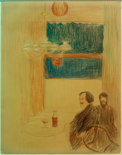 レストランの2人の男性 作： Marianne von Werefkin