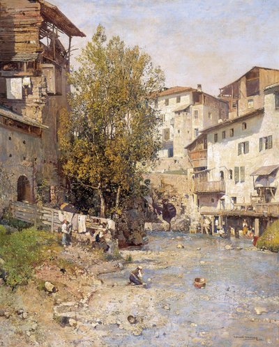 ローマ郊外の村のある風景 作： Mariano Barbasan Lagueruela