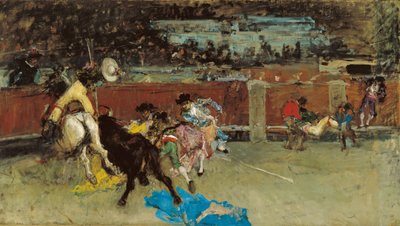 闘牛。 負傷したピカドール - フォーチュニー、マリア (1838-1874) - 1867年頃 - キャンバスに油彩 - 80.5x140.7 - カルメン ティッセン美術館、マラガ 作： Mariano Fortuny y Marsal
